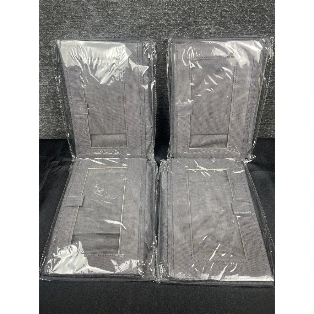Set of 4 Gray Collapsible Fabric Storage Bins with Clear Window Closet Organizer